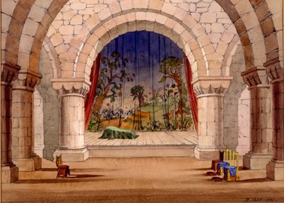 Scenografia do Hamleta Williama Szekspira, 1858 (wc na papierze) autorstwa English School