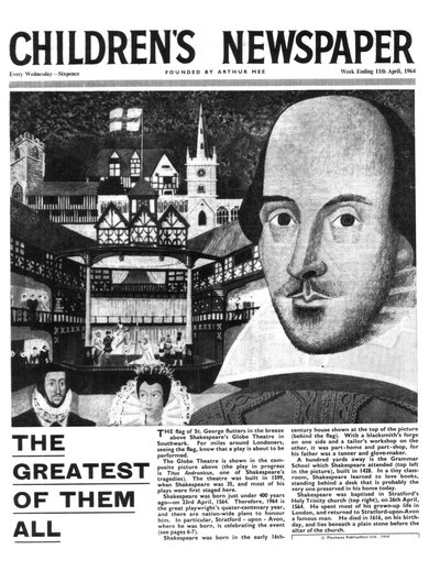 Shakespeare: The Greatest z nich wszystkich, strona tytułowa „Gazety Dziecięcej”, kwiecień 1964 (newsprint) autorstwa English School