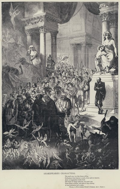 Postacie Szekspira, Tezeusz, w Śnie nocy letniej, akt V, scena 1 (rycina) autorstwa English School