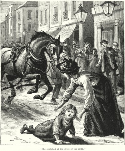 "Wyrwała sukienkę dziecka" (rycina) autorstwa English School