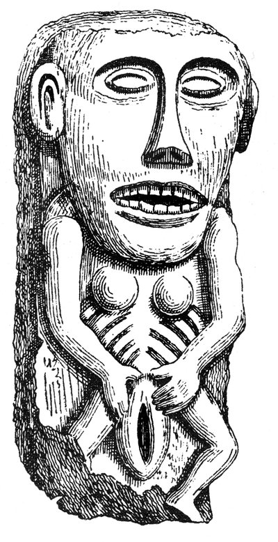 Sheela-na-Gig, z zamku Ballinahend, Tipperary, Irlandia autorstwa English School
