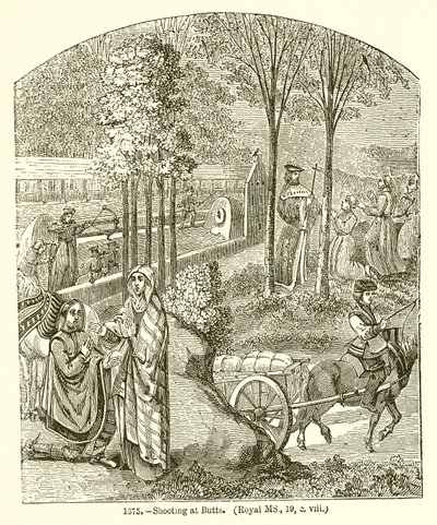 Strzelanie do tyłków. (Królewski MS, 19, str. VIII) autorstwa English School