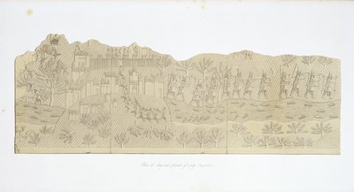 Oblężenie i plądrowanie miasta, Koujunjik, tablica 40 z Niniwy i jej pozostałości, Austen Henry Layard (1817-94) opublikowana w 1849 r. autorstwa English School