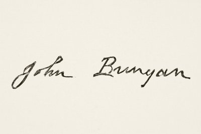 Podpis Johna Bunyana z The National and Domestic History of England autorstwa Williama Hickmana Smitha Aubreya (1858-1916) opublikowanego w Londynie ok. 1890 r. autorstwa English School