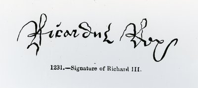 Podpis Ryszarda III (1452-85) (zdjęcie bw) autorstwa English School