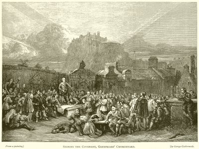 Podpisanie przymierza, cmentarz Greyfriars autorstwa English School
