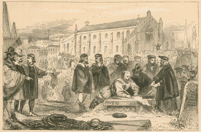 Podpisanie przymierza na cmentarzu Greyfriars w Edynburgu autorstwa English School