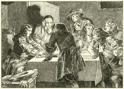 Podpisanie zaproszenia do Wilhelma Orańskiego (tusz na papierze) autorstwa English School