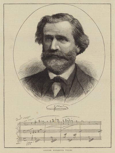 Signor Giuseppe Verdi (rycina) autorstwa English School