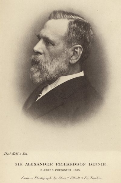 Sir Alexander Richardson Binnie wybrany na prezesa Instytutu Inżynierów Budownictwa w 1905 r. autorstwa English School