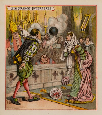 Sir Francis Drake i jego gobliny (kolor lito) autorstwa English School