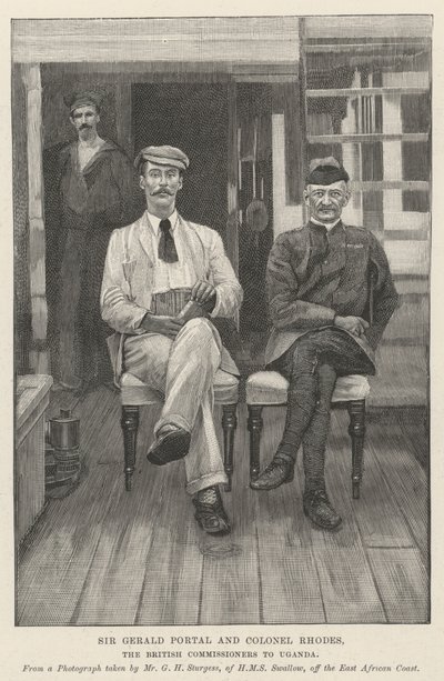 Sir Gerald Portal i pułkownik Rhodes, brytyjscy komisarze do Ugandy (grafika) autorstwa English School