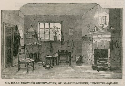 Obserwatorium Sir Isaaca Newtona, St Martins Street, Leicester Square Londyn autorstwa English School