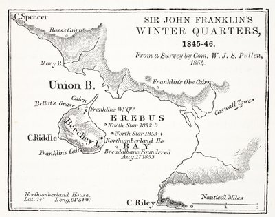 Sir John Franklins Winter Quarters, 1845-1846 z ankiety przeprowadzonej przez Com. W.J.S. Pullen 1854, wyd. 1854 autorstwa English School