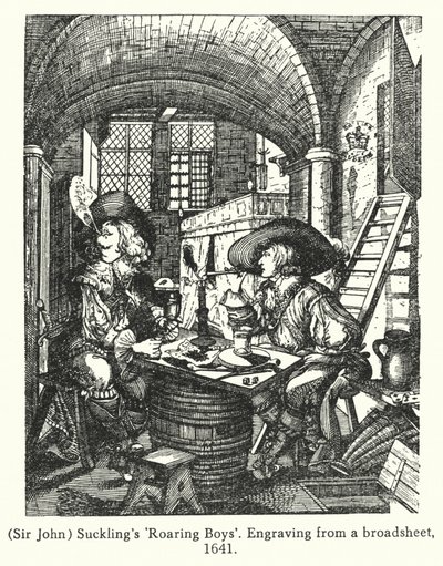 "Ryczący chłopcy" sir Johna Sucklinga (rycina) autorstwa English School