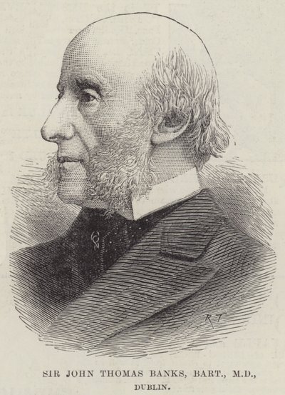Sir John Thomas Banks, Baronet, MD, Dublin (grawerowanie) autorstwa English School