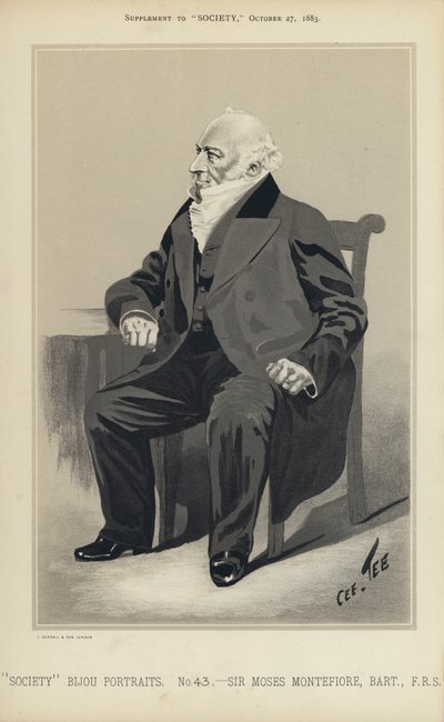 Sir Moses Montefiore (kolor lito) autorstwa English School