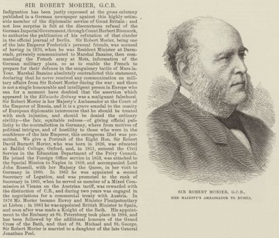 Sir Robert Morier, GCB, Ambasador Jej Królewskiej Mości w Rosji (grafika) autorstwa English School