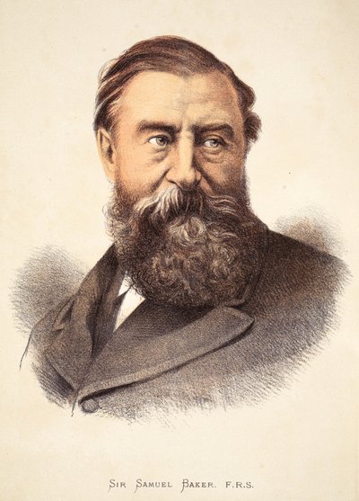 Sir Samuel Baker, ilustracja z The Pictorial Edition of the Life and Discoveries of David Livingstone autorstwa J. Ewing Richie, wyd. przez A. Fullartona & Co., 1876 autorstwa English School
