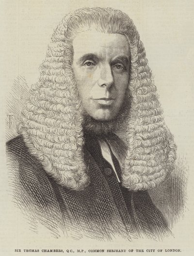 Sir Thomas Chambers, QC, MP, sierżant pospolity miasta Londynu (rycina) autorstwa English School
