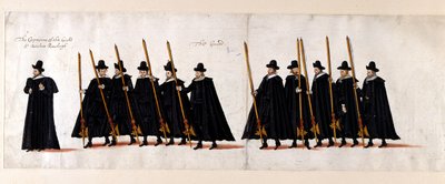 Sir Walter Raleigh, kapitan Gwardii i Gwardii. Część konduktu pogrzebowego królowej Elżbiety I do Opactwa Westminsterskiego, 28 kwietnia 1603. autorstwa English School