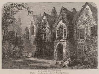 Dom Sir Waltera Raleigha (grawerowanie) autorstwa English School
