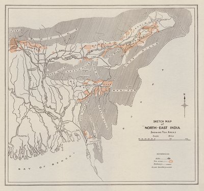 Szkic mapy północno-wschodnich Indii (litografia) autorstwa English School