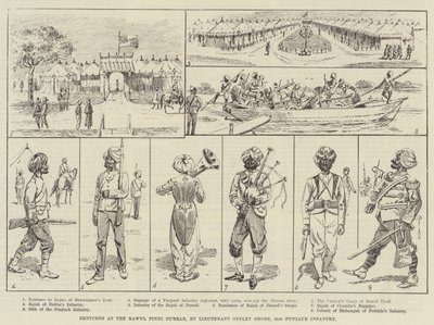 Szkice w Rawul Pindi Durbar (grafika) autorstwa English School