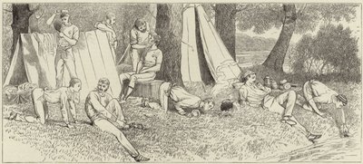 Szkice ze startu pary w Henley Regatta autorstwa English School