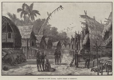 Szkice w Nowej Gwinei, Native Street w Kerepunu (grafika) autorstwa English School