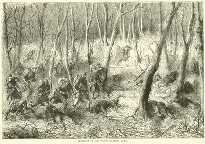 Potyczka w lesie pod Paryżem, październik 1870 autorstwa English School