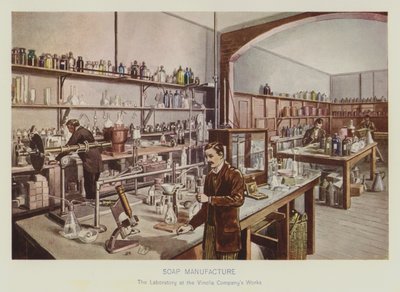 Produkcja mydła (litografia kolorowa) autorstwa English School