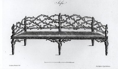 Sofa z „Grotesque Architecture, czyli wiejskiej rozrywki” Williama Wrighta autorstwa English School