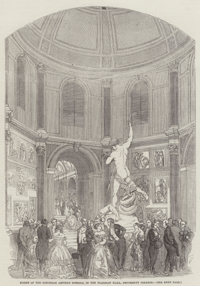 Wieczór Podmiejskich Szkół Rzemieślniczych, w Flaxman Hall, University College (grafika) autorstwa English School