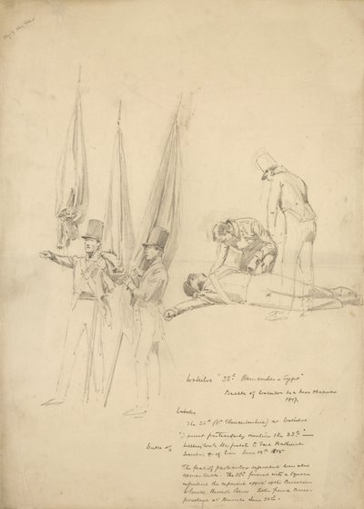 Żołnierze Waterloo (ołówek na papierze) autorstwa English School