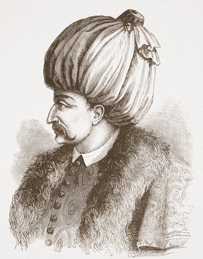 Soliman Wspaniały (z druku w Bibliotheque Nationale), ilustracja z Historii protestantyzmu Jamesa Aitkena Wylie (1808-1890), wyd. 1878 autorstwa English School