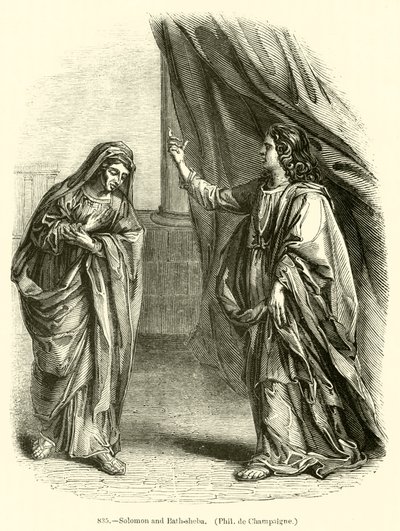 Salomon i Łaźnia-Szeba, Philippe de Champaigne (rycina) autorstwa English School
