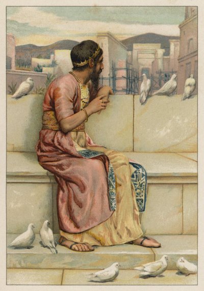 Salomon obserwujący budowę Świątyni (chromolit) autorstwa English School
