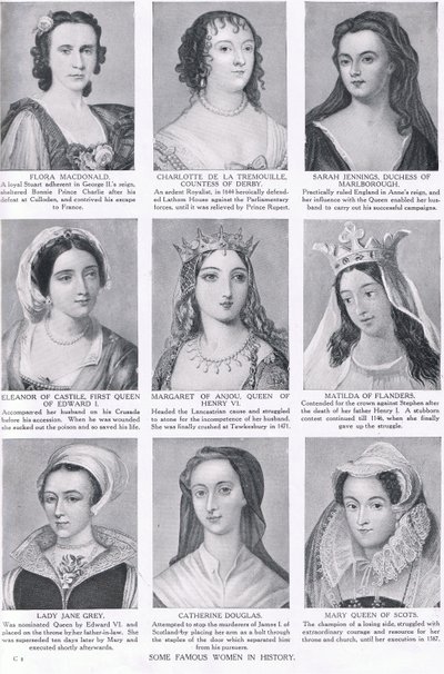 Niektóre znane kobiety w historii, ilustracja z Historii Narodów Hutchinsonów, ok. 1910 r. autorstwa English School