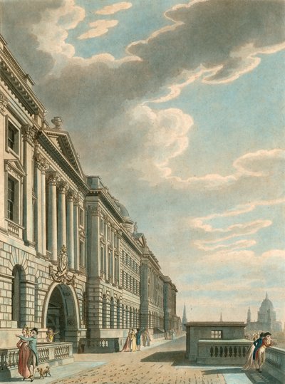 Somerset Terrace wzdłuż Tamizy, Somerset House, The Strand, Londyn autorstwa English School