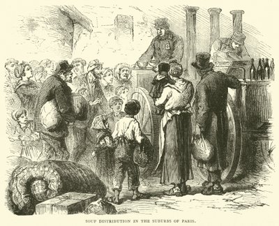 Dystrybucja zup na przedmieściach Paryża, grudzień 1870 autorstwa English School