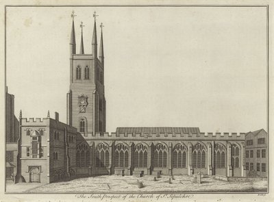 South Prospect kościoła St Sepulchre, Londyn autorstwa English School