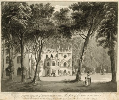 Południowy front Strawberry Hill, Twickenham, Londyn, siedziba Honorowego Horace Walpole autorstwa English School