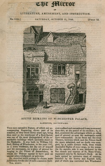 Południowe pozostałości pałacu Winchester na Bankside autorstwa English School