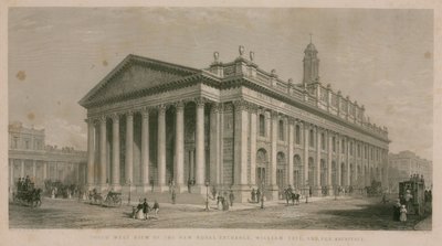 Południowo-zachodni widok nowej Royal Exchange w Londynie autorstwa English School
