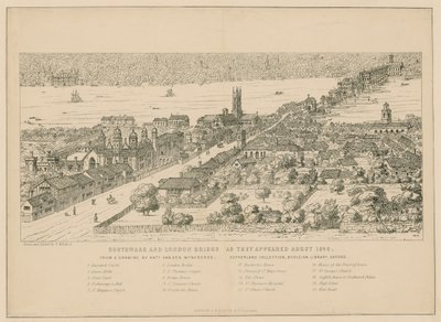 Southwark i London Bridge, gdy pojawiły się około 1546 autorstwa English School