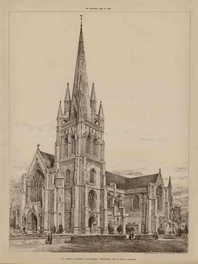 Kościół św. Albana, Blackburn, z zewnątrz (grawerunek) autorstwa English School