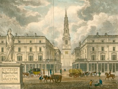 Kościół St Brides, Fleet Street, Londyn; z reklamy Z Skyring, geodeta, Primrose Street, Bishopsgate autorstwa English School