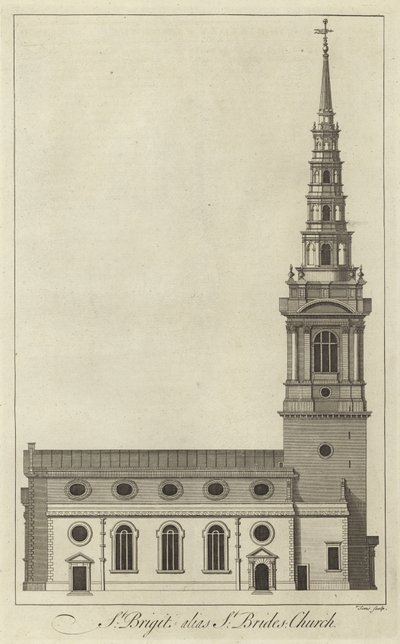 Kościół St Brides, Londyn autorstwa English School
