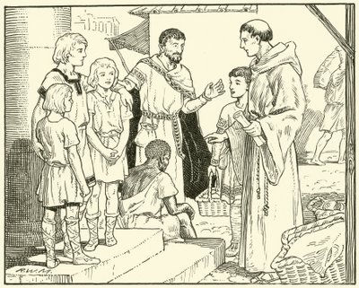 Św. Grzegorz i niewolnicy angielscy (atrament na papierze) autorstwa English School